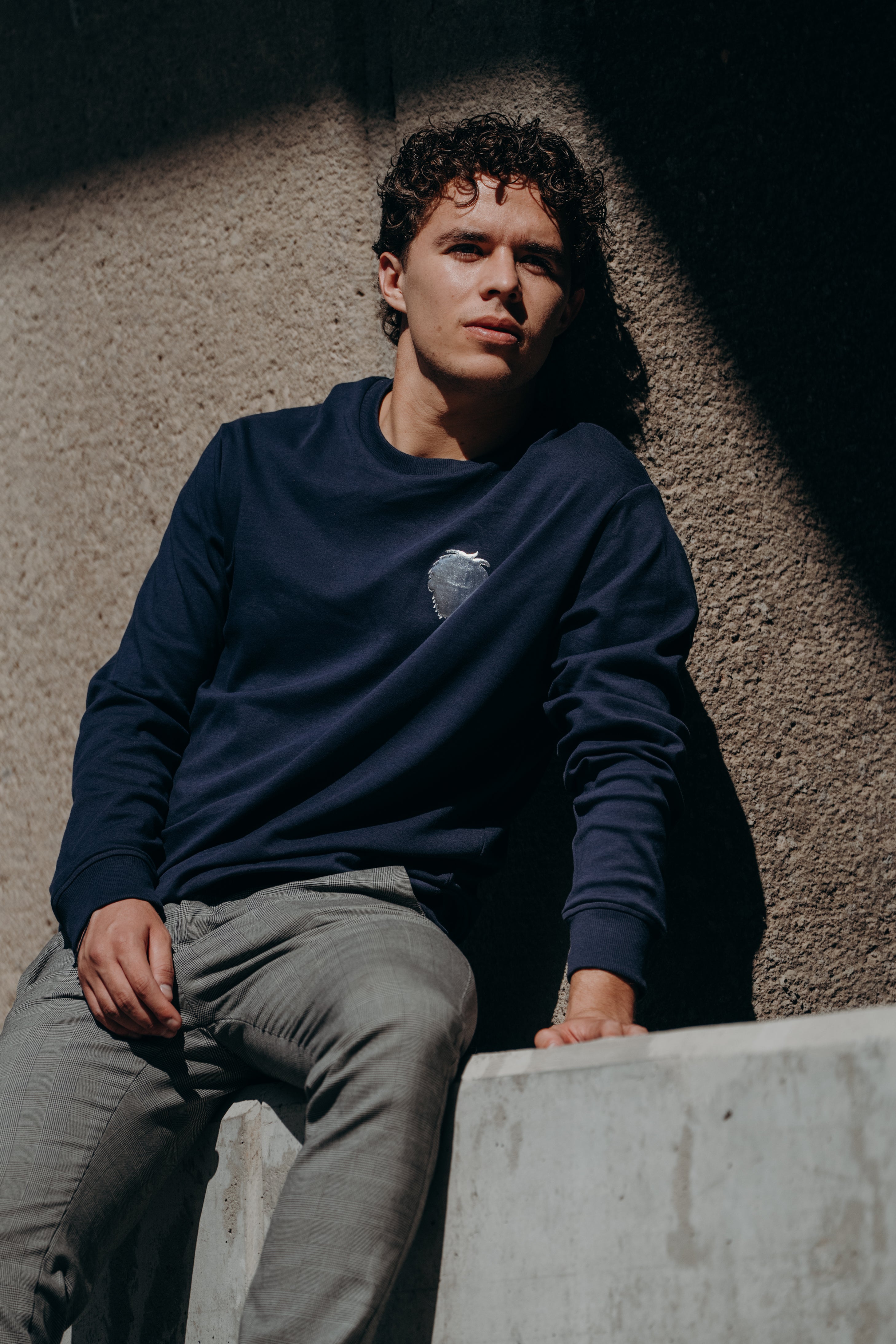 Men's Lightweight Long Sleeve Cotton T-Shirt Silver Collection